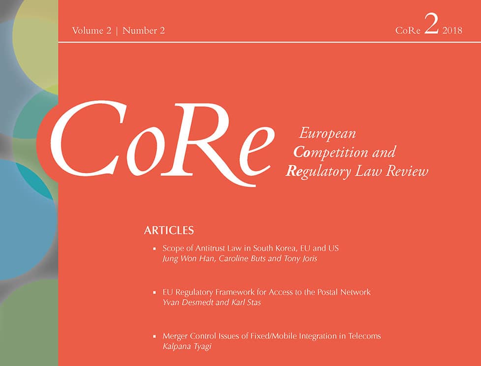 Now available – Issue 2/2018 of the European Competition and Regulatory Law Review (CoRe)! - CoRe 2 2018 cover