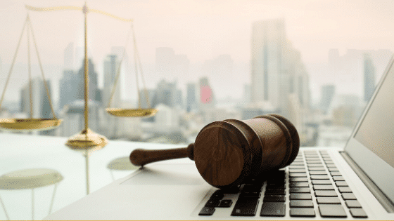 gavel on a laptop