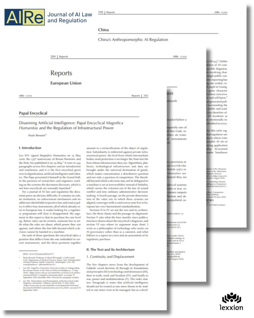 AI Law & Regulation Reports – Free Sign Up & Download | Lexxion - ai law and regulation journal free download report lexxion publisher